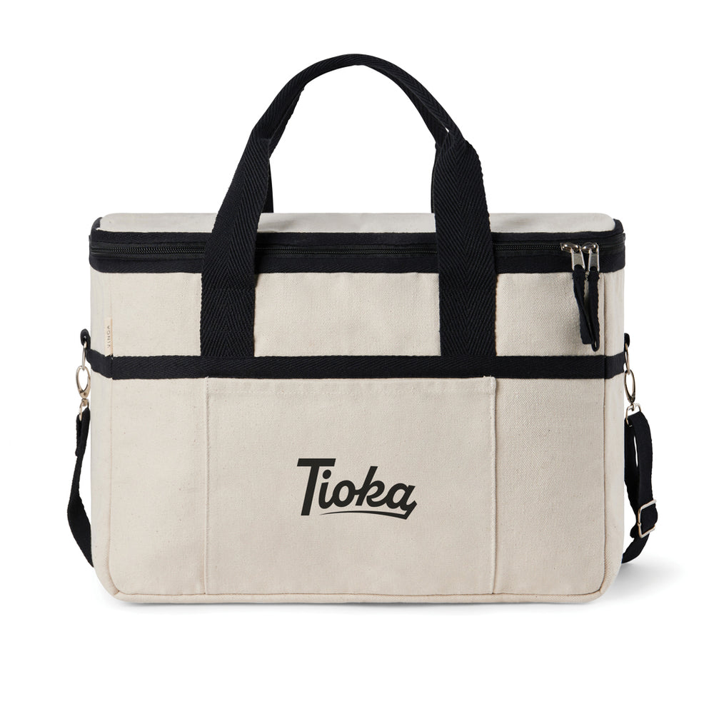 Branded VINGA Volonne AWARE™ recycled canvas cooler basket