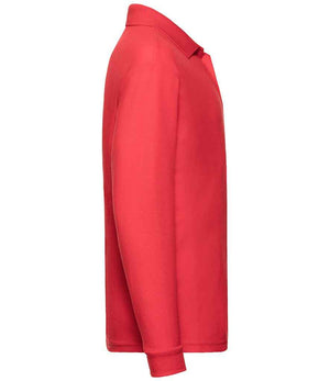 Fruit of the Loom Kids Long Sleeve Poly/Cotton Piqué Polo Shirt Red