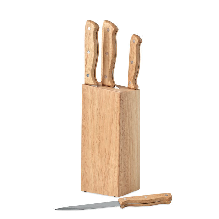 Branded 5 piece knife set in base