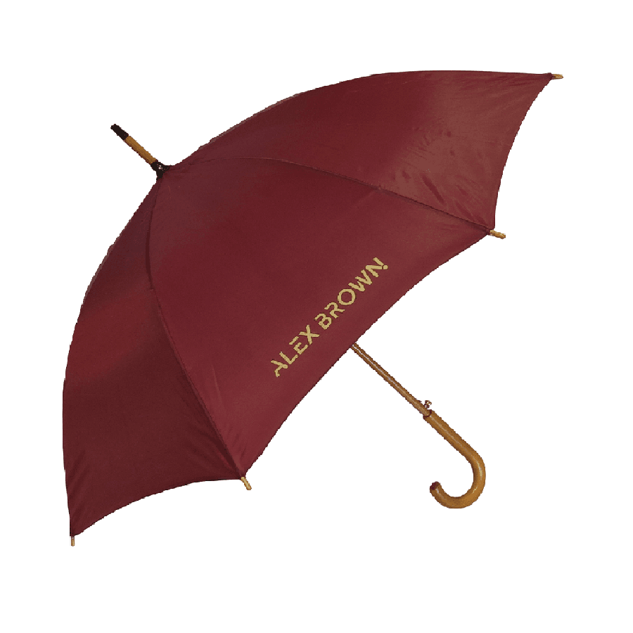Classic Automatic Walking Umbrella with Wooden Crook Handle - 1050mm