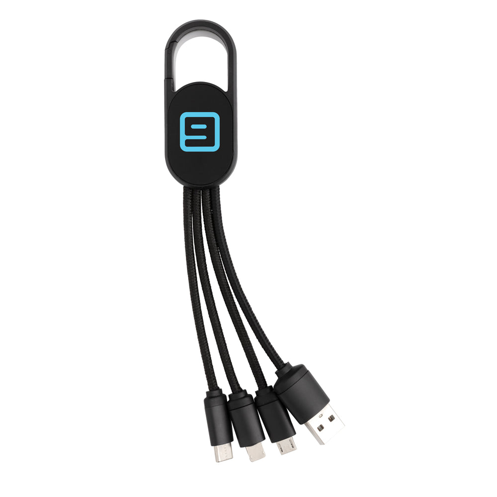 Branded 4-in-1 cable with carabiner clip