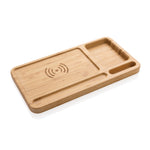 Branded Bamboo desk organiser 10W wireless charger