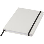 Branded Spectrum A5 white notebook with coloured strap