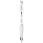 Nash ballpoint pen coloured barrel and grip in white with branding down the barrel