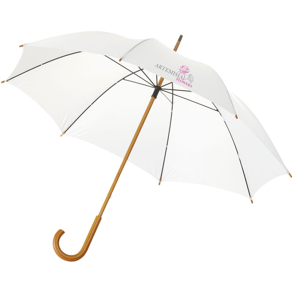 Branded Jova 23" umbrella with wooden shaft and handle