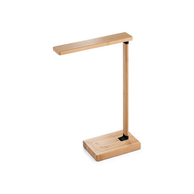 MOREY. Bamboo folding table lamp with wireless charger