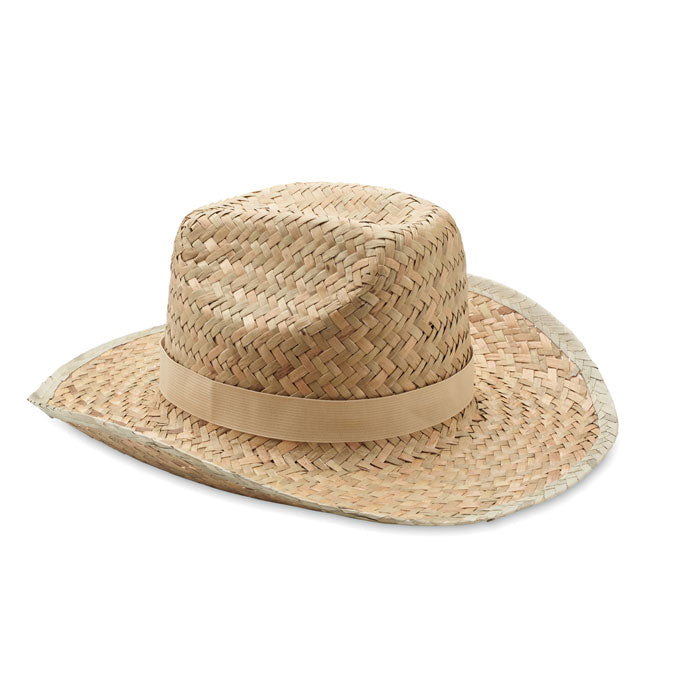Branded Natural straw cowboy hat