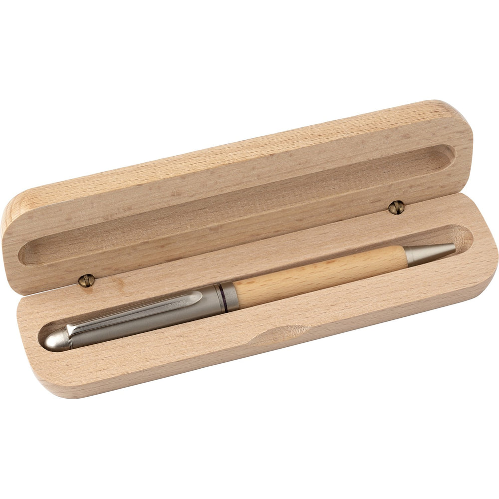 Branded Leathad Beechwood ballpen
