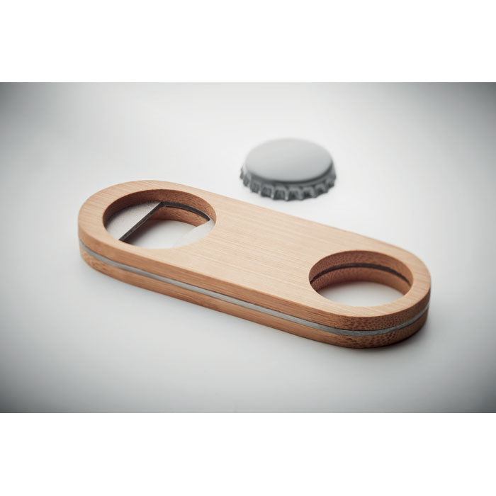 Branded Oval Bamboo bottle opener