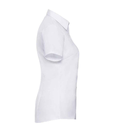 Russell Collection Ladies Short Sleeve Herringbone Shirt