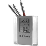 Branded Anton Pen holder with clock