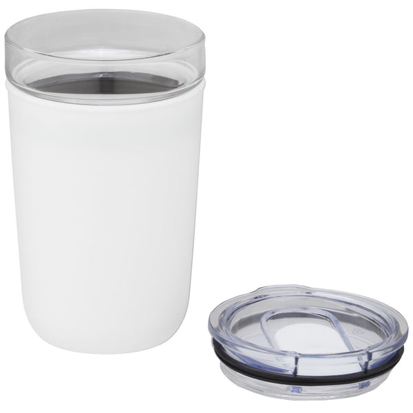 Branded Bello 420 ml glass tumbler with recycled plastic outer wall
