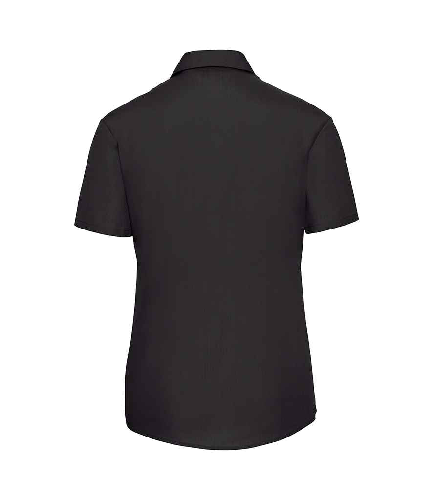 Russell Collection Ladies Short Sleeve Easy Care Poplin Shirt Black