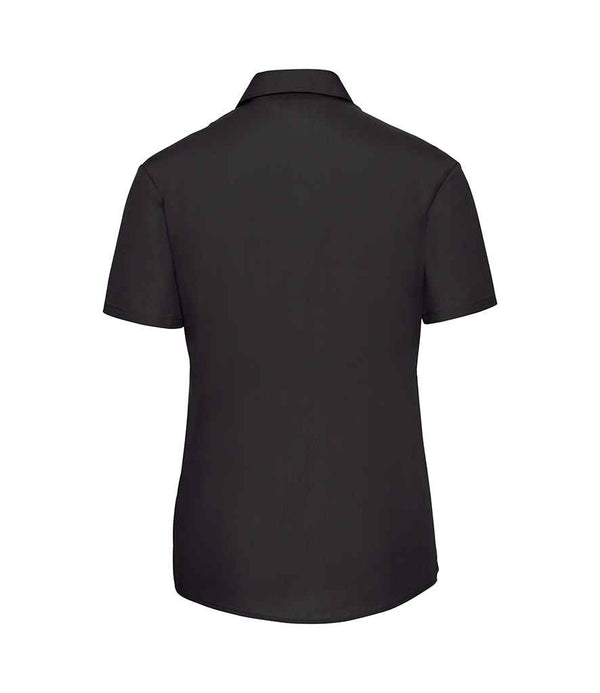 Russell Collection Ladies Short Sleeve Easy Care Poplin Shirt Black