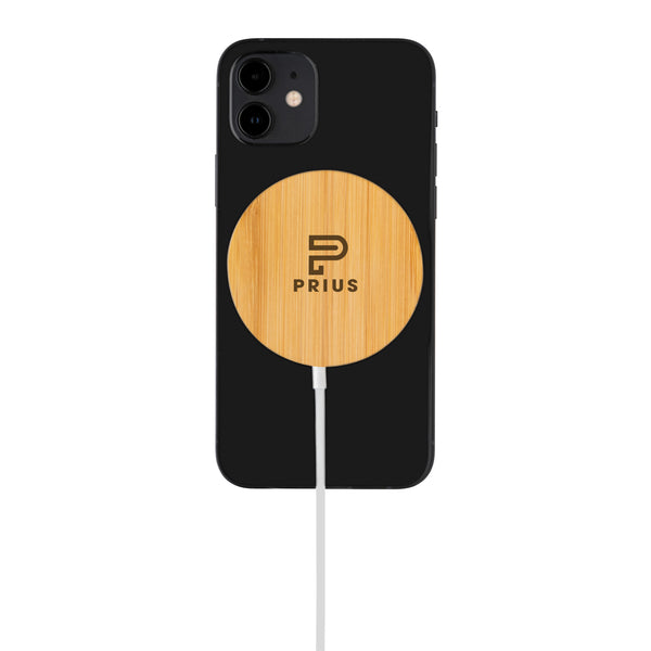 Branded 10W bamboo magnetic wireless charger
