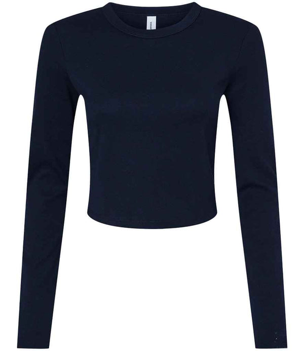 Bella Micro Rib Long Sleeve Baby T-Shirt Solid Navy Blend