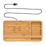 Branded Bamboo desk organiser 10W wireless charger