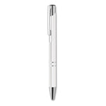 Push button pen with black ink in white