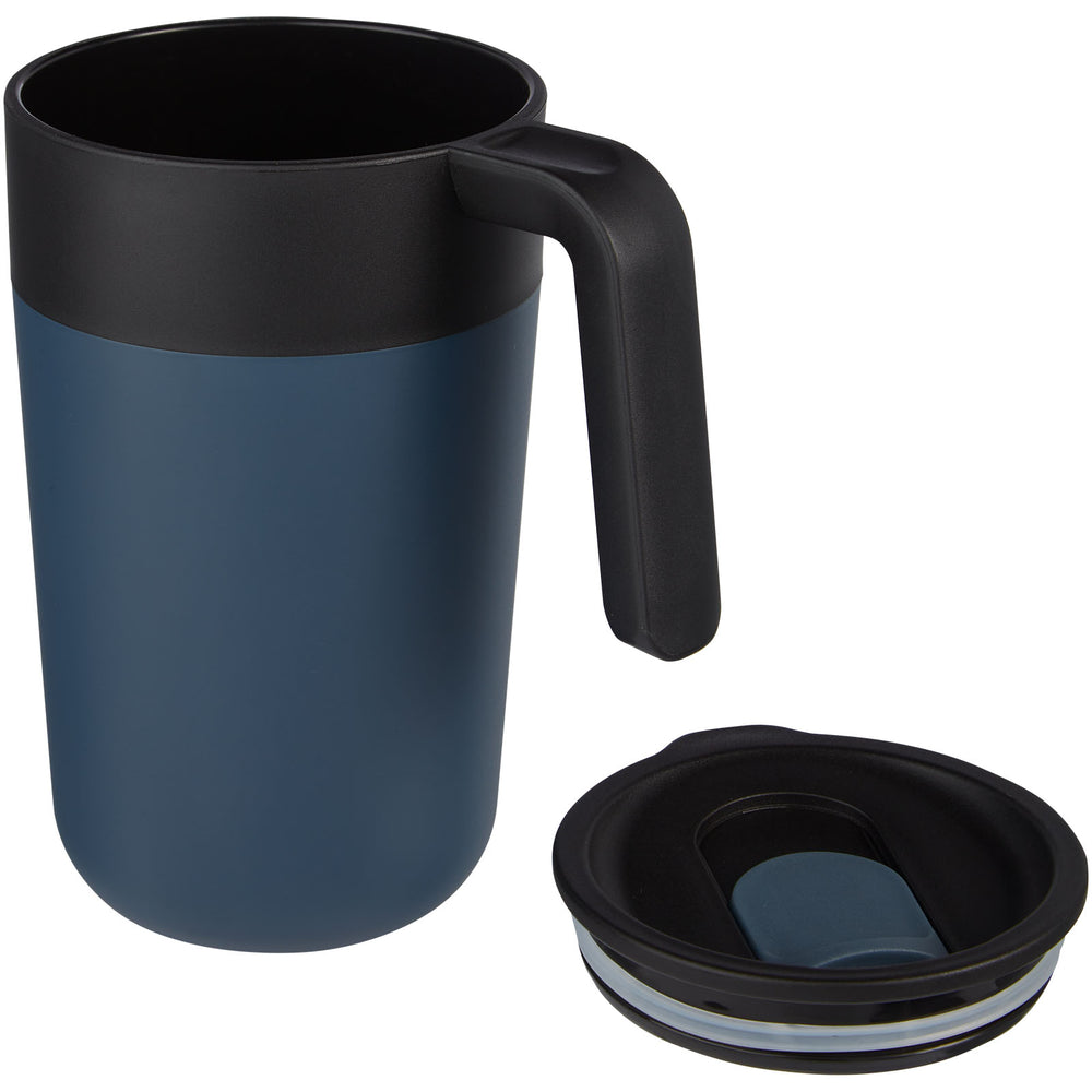 Branded Nordia 400 ml double-wall recycled mug