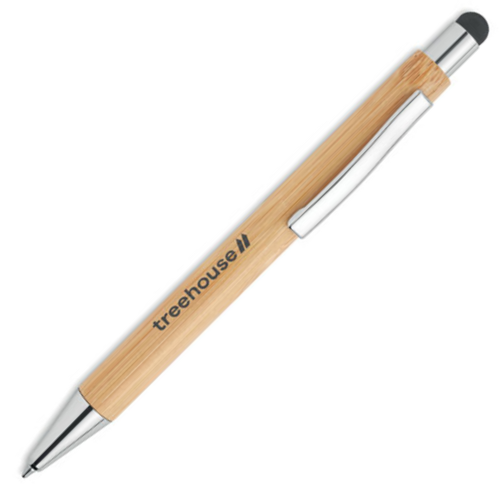 Branded Bamboo stylus pen blue ink