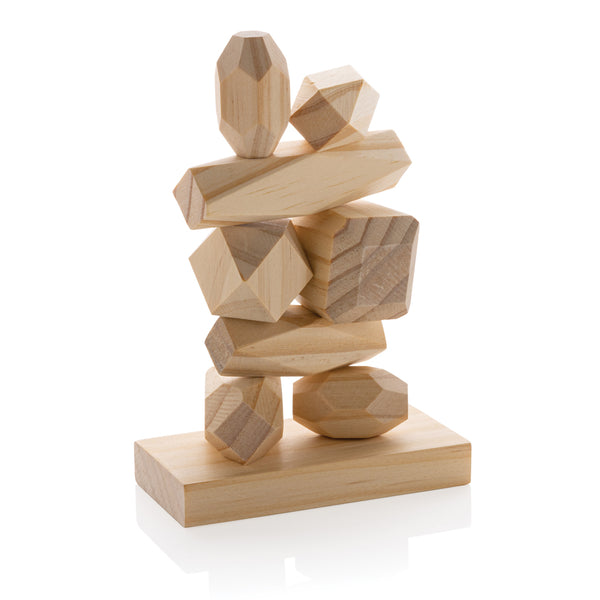 Branded Ukiyo Crios wooden balancing rocks in pouch