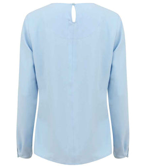 Henbury Ladies Pleat Front Long Sleeve Blouse