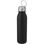 Branded Harper 700 ml stainless steel water bottle with metal loop