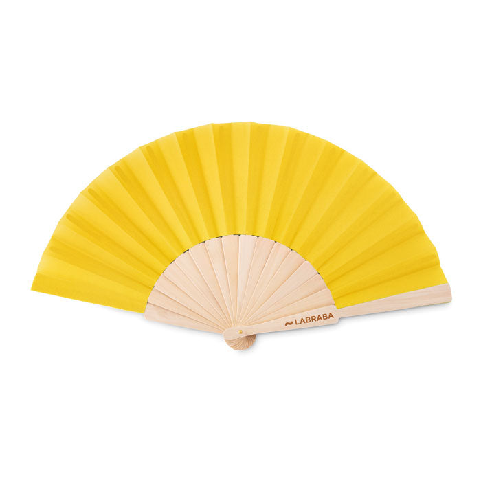 Branded Manual hand fan with wood handle