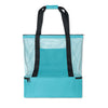 Mesh Shopping bag in 600D RPET in turquoise with black contrasting on the zip and handles