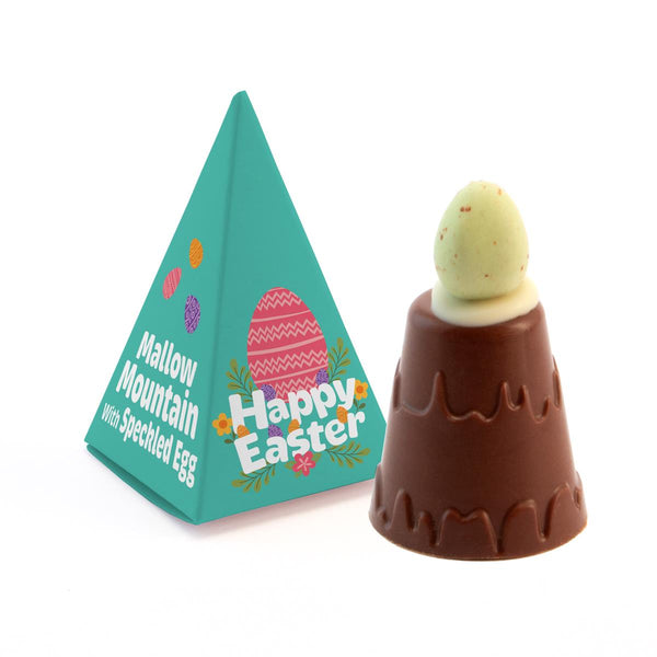 Delicious Easter Chocolate mountain with speckled egg at the peak, in your branded packaging | Totally Branded