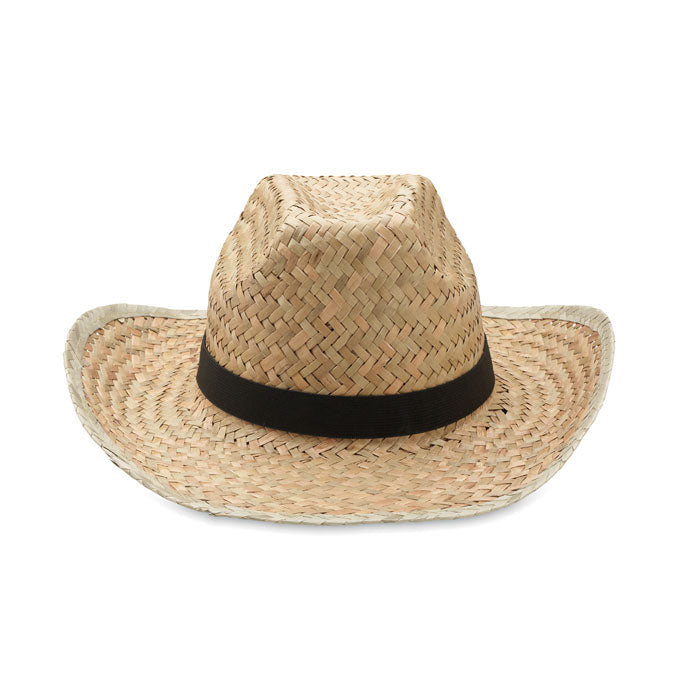 Branded Natural straw cowboy hat