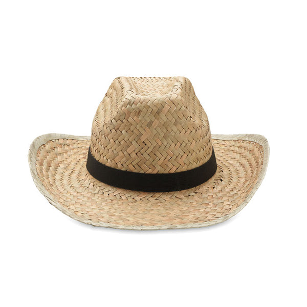 Branded Natural straw cowboy hat