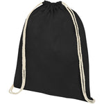 Branded Oregon 140 g/m² cotton drawstring backpack 5L