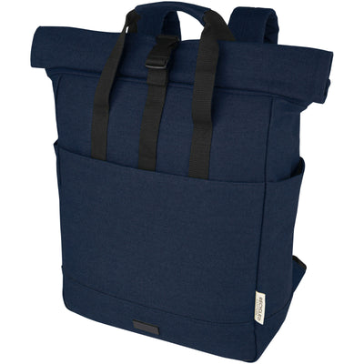 Branded Joey 15” GRS recycled canvas rolltop laptop backpack 15L