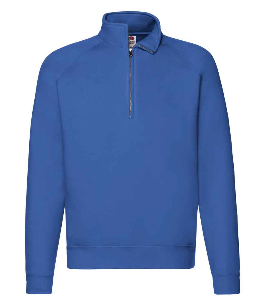 Fruit of the Loom Premium Zip Neck Sweatshirt Royal Blue
