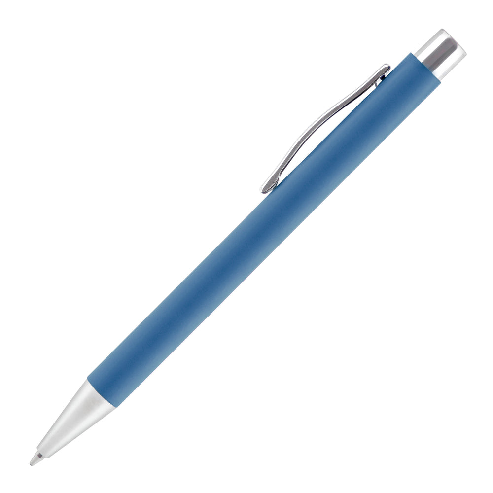 Branded TRAVIS SOFT FEEL ball pen with chrome trim
