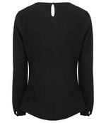 Henbury Ladies Pleat Front Long Sleeve Blouse