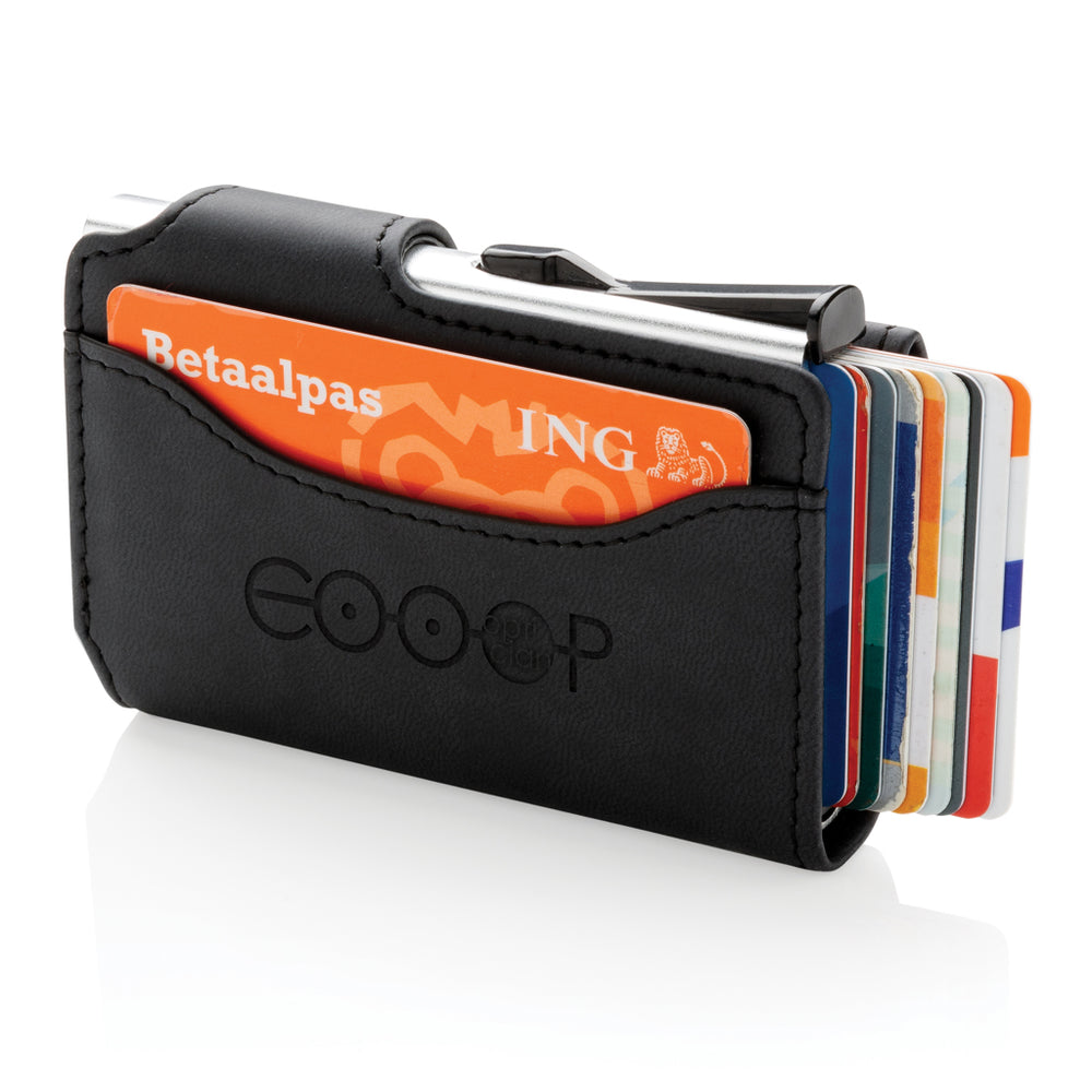 Branded Standard aluminium RFID cardholder with PU wallet