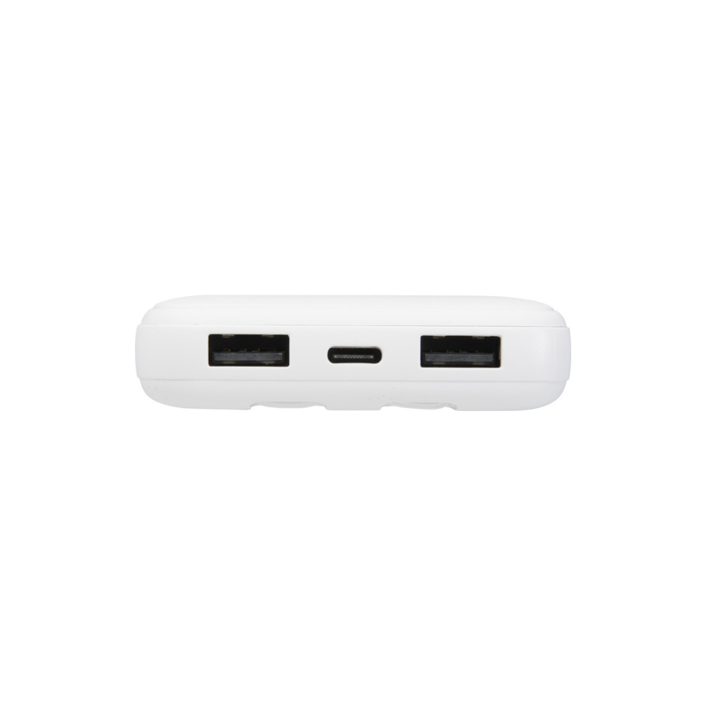 Adhil 10.000 mAh 10W recycled plastic power bank with 2 built-in cables