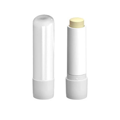 Lip Balm Stick White Polished Container & Cap 4.6g UK Printed