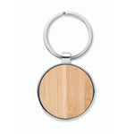 Branded Round key ring metal bamboo
