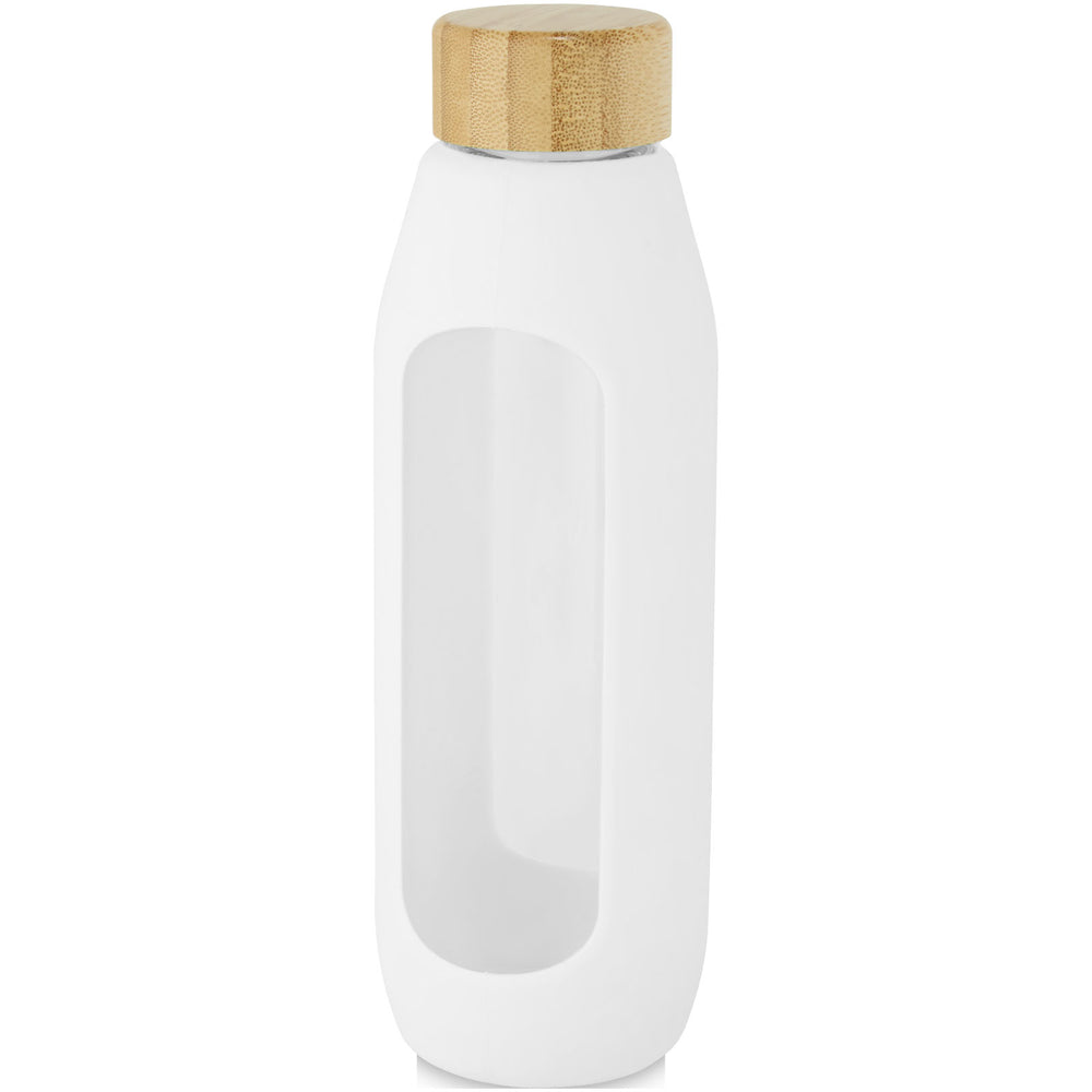 Branded Tidan 600 ml borosilicate glass bottle with silicone grip