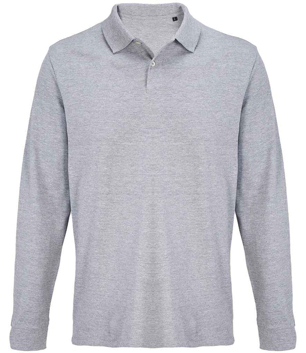 SOL'S Unisex Pacific Long Sleeve Piqué Polo Shirt Grey Marl