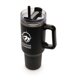 Everest BLACK Stainless Steel Mug with Straw and Handle - 1182ml