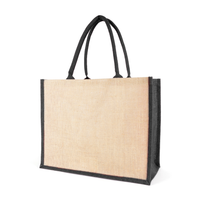 Chow Natural Jute Bag with trim + cotton webbing rope handles