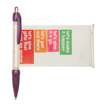 Droop Banner message pen in purple with branding to the banner