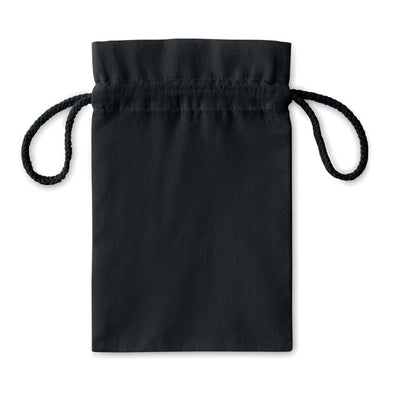 Small Cotton draw cord bag in black