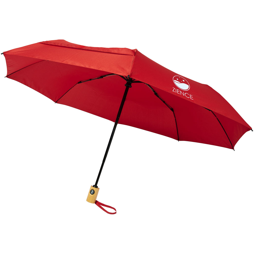 Branded Bo 21" foldable auto open/close recycled PET umbrella