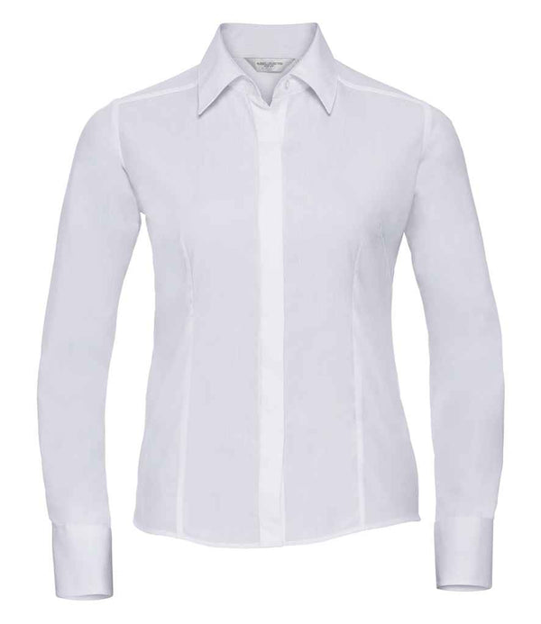 Russell Collection Ladies Long Sleeve Fitted Poplin Shirt