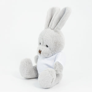 Cute Easter Bunny Soft Toy in a White T-shirt with your brand logo printed in full colour 